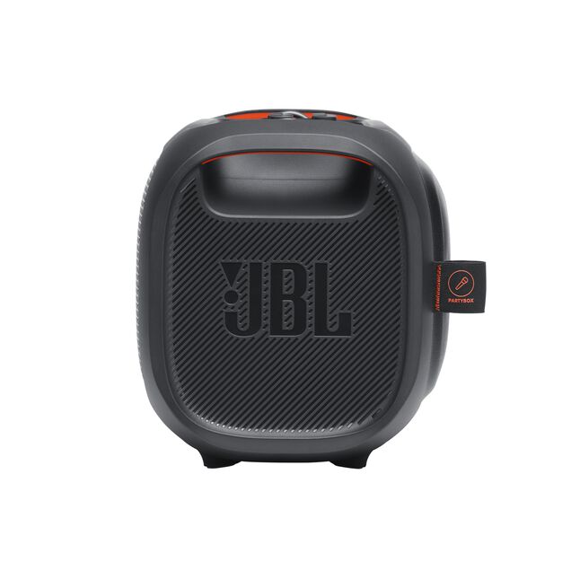 JBL PartyBox On-The-Go - Black - Portable party speaker with built-in lights and wireless mic - Left